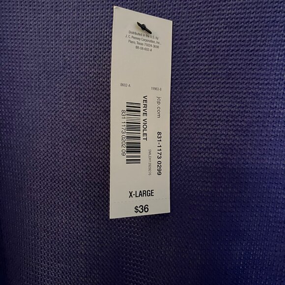 Worthington Long Sleeve Open Front Cardigan Verve Violet Women's Size Large - Picture 2 of 5